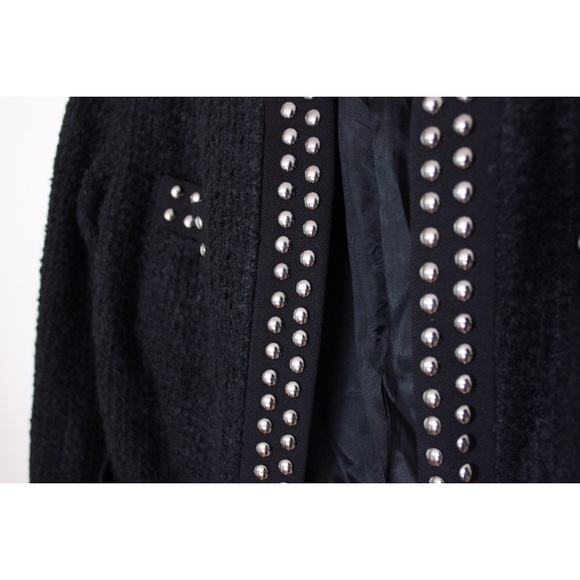 Karen Kane Silver Studded Tweed Cropped Jacket - Picture 4 of 5